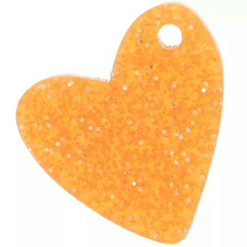 12mm acrylic heart sequin - Orange Glitter x1
