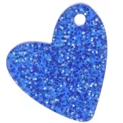 Sequin coeur 12 mm en acrylique - Pailleté Bleu roi x1