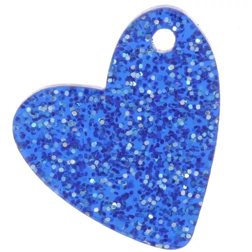 12mm acrylic heart sequin - Royal Blue Glitter x1
