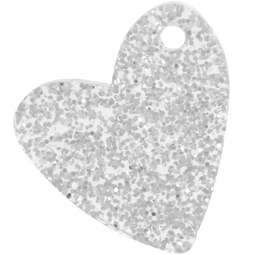 12mm acrylic heart sequin - Silver Glitter x1