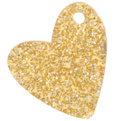 12mm acrylic heart sequin - Golden Glitter x1