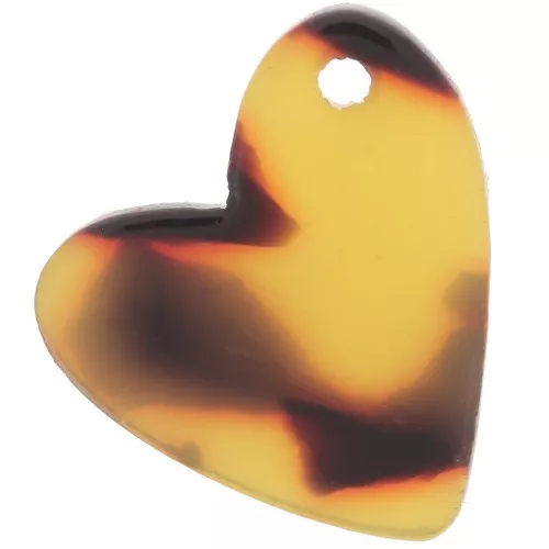 12mm acetate heart sequin - Tortoiseshell - Brown - Black x1