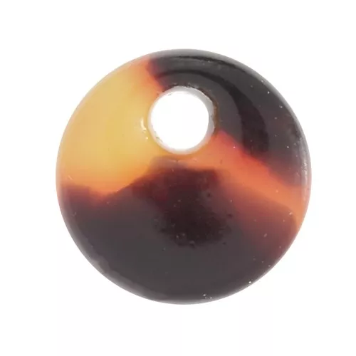 7mm round acetate sequin - Tortoiseshell - Brown - Black x1