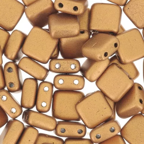 Tile beads 6 mm Metallic Golden Mat x50