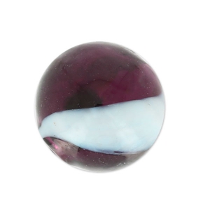 Round blown bead 13mm Amethyst streaked White  x1