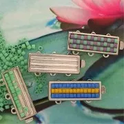 3 strands clasp 9.5x22 mm rhodium tone x1