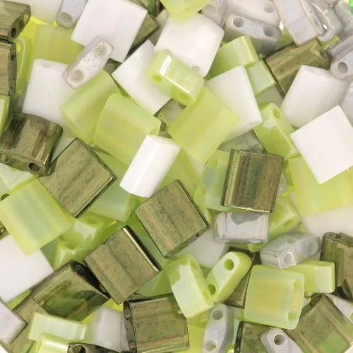 Miyuki Beads Mix - Half and Tila Beads - Green Sparkle x10g