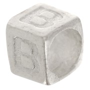 Bead alphabet cube 5x4 mm with large hole - B - 925 Sterling Silver x1|raw }}
