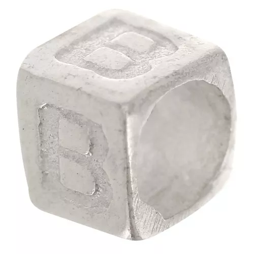Bead alphabet cube 5x4 mm with large hole - B - 925 Sterling Silver x1