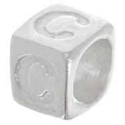 Bead alphabet cube 5x4 mm with large hole - C - 925 Sterling Silver x1|raw }}