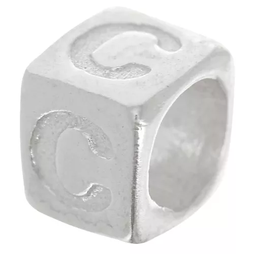 Bead alphabet cube 5x4 mm with large hole - C - 925 Sterling Silver x1
