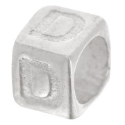 Bead alphabet cube 5x4 mm with large hole - D - 925 Sterling Silver x1|raw }}