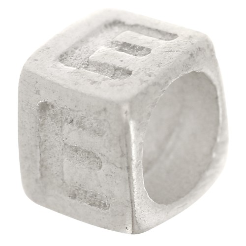 Bead alphabet cube 5x4 mm with large hole - E - 925 Sterling Silver x1