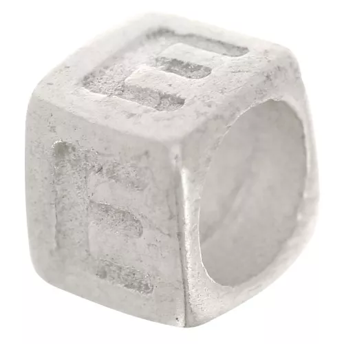 Bead alphabet cube 5x4 mm with large hole - E - 925 Sterling Silver x1
