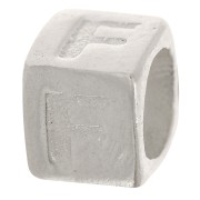 Bead alphabet cube 5x4 mm with large hole - F - 925 Sterling Silver x1|raw }}