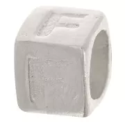 Bead alphabet cube 5x4 mm with large hole - F - 925 Sterling Silver x1