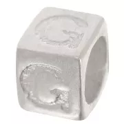 Bead alphabet cube 5x4 mm with large hole - G - 925 Sterling Silver x1