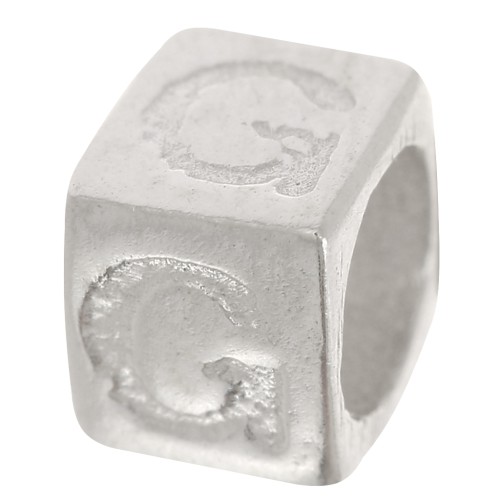 Bead alphabet cube 5x4 mm with large hole - G - 925 Sterling Silver x1