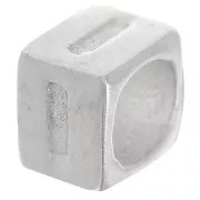Bead alphabet cube 5x4 mm with large hole - I - 925 Sterling Silver x1