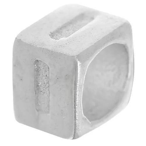 Bead alphabet cube 5x4 mm with large hole - I - 925 Sterling Silver x1