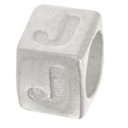 Bead alphabet cube 5x4 mm with large hole - J - 925 Sterling Silver x1|raw }}