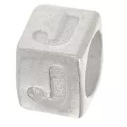 Bead alphabet cube 5x4 mm with large hole - J - 925 Sterling Silver x1