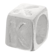 Bead alphabet cube 5x4 mm with large hole - K - 925 Sterling Silver x1