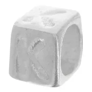 Bead alphabet cube 5x4 mm with large hole - K - 925 Sterling Silver x1