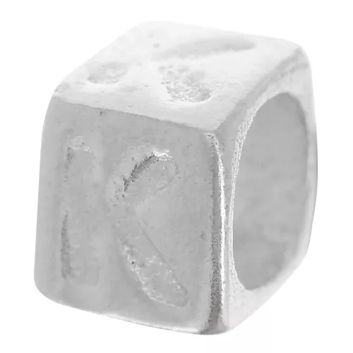 Bead alphabet cube 5x4 mm with large hole - K - 925 Sterling Silver x1