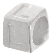 Bead alphabet cube 5x4 mm with large hole - L - 925 Sterling Silver x1