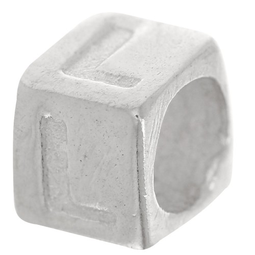 Bead alphabet cube 5x4 mm with large hole - L - 925 Sterling Silver x1