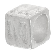 Bead alphabet cube 5x4 mm with large hole - M - 925 Sterling Silver x1|raw }}