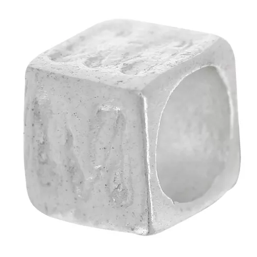 Bead alphabet cube 5x4 mm with large hole - M - 925 Sterling Silver x1