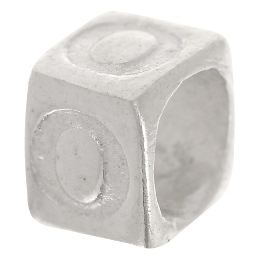 Bead alphabet cube 5x4 mm with large hole - O - 925 Sterling Silver x1