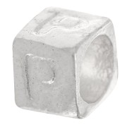 Bead alphabet cube 5x4 mm with large hole - P - 925 Sterling Silver x1
