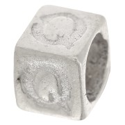 Bead alphabet cube 5x4 mm with large hole - Q - 925 Sterling Silver x1|raw }}