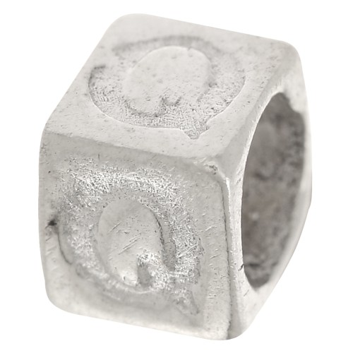 Bead alphabet cube 5x4 mm with large hole - Q - 925 Sterling Silver x1