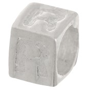 Bead alphabet cube 5x4 mm with large hole - R - 925 Sterling Silver x1|raw }}