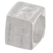 Bead alphabet cube 5x4 mm with large hole - R - 925 Sterling Silver x1