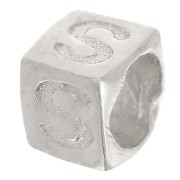 Bead alphabet cube 5x4 mm with large hole - S - 925 Sterling Silver x1|raw }}