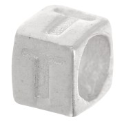 Bead alphabet cube 5x4 mm with large hole - T - 925 Sterling Silver x1|raw }}