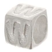 Bead alphabet cube 5x4 mm with large hole - W - 925 Sterling Silver x1