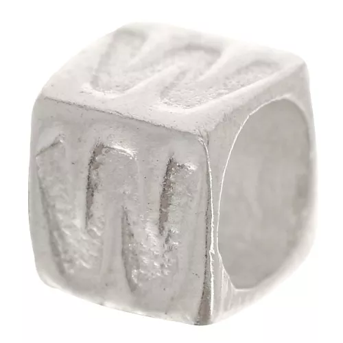 Bead alphabet cube 5x4 mm with large hole - W - 925 Sterling Silver x1
