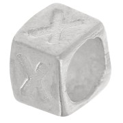 Bead alphabet cube 5x4 mm with large hole - X - 925 Sterling Silver x1