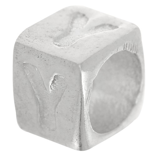 Bead alphabet cube 5x4 mm with large hole - Y - 925 Sterling Silver x1