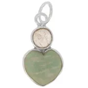 Amazonite - Pendentif coeur 9x9 mm en Amazonite et cabochon 4 mm Labradorite - Argent 925 x1 Pendentif coeur 9x9 mm en Amazonite et cabochon 4 mm Labradorite - Argent 925 x1
