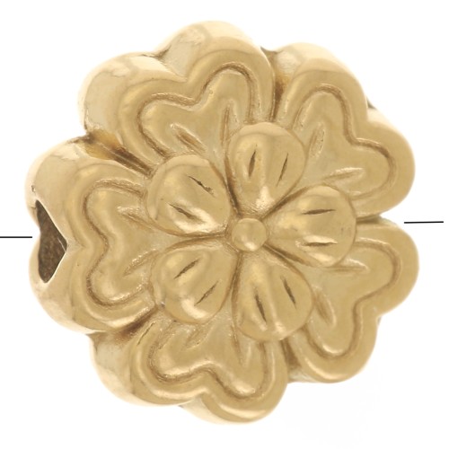 8.5mm 304L stainless steel flower bead - Gold x1