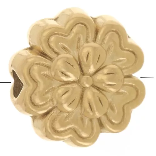8.5mm 304L stainless steel flower bead - Gold x1