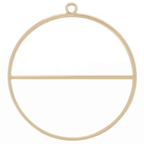 38mm Circle pendant with horizontal bar - weaving ring - Gold Tone x1