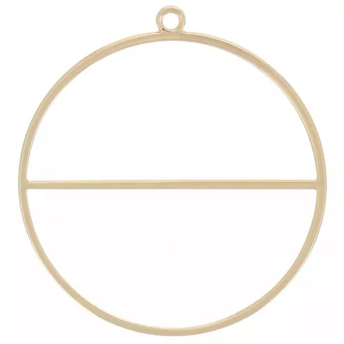 38mm Circle pendant with horizontal bar - weaving ring - Gold Tone x1